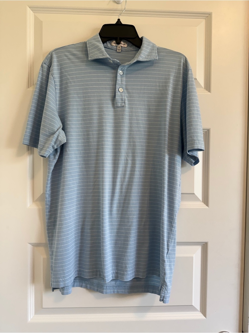 Men's Light Blue Striped Polo Shirt